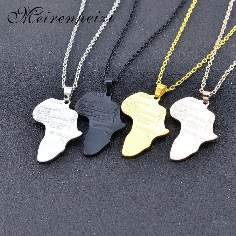 

European and American hot jewelry fashion map of Africa hip hop necklace wish explosions pendant jewelry of high quality