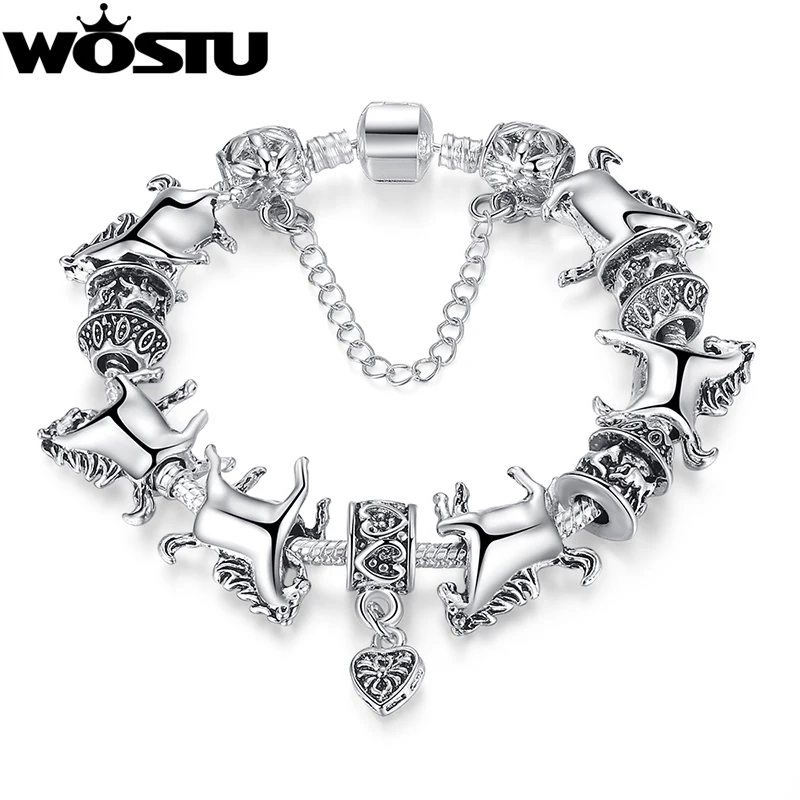 WOSTU Fast Shipping DIY Horse Charm Fit Original Bracelet Women 925 Sterling Silver Beads Fashion Jewelry Gift SDP1272 | Украшения и