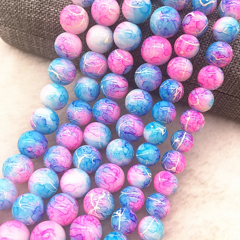 Wholesale 4/6/8/10mm Pink&blue Glass Beads Round Loose Spacer Beads Pattern For Jewelry Making DIY Bracelet Necklace #01
Wholesale 4/6/8/10mm Pink&blue Glass Beads Round Loose Spacer Beads Pattern For Jewelry Making DIY Bracelet Necklace #01