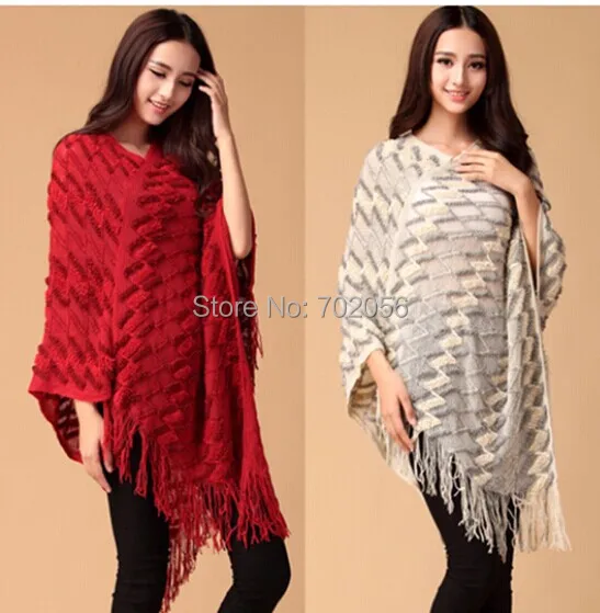 

Fashion knit ponchos Leisure Cardigan Knitting Coat lady Batwing Cape Poncho shawl wraps Cardigan Sweater #3608