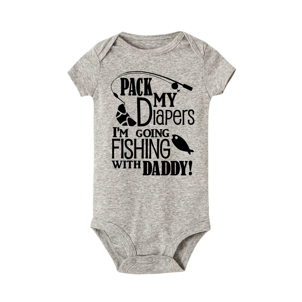 

I am going fishing with daddy print baby Romper unisex cotton Short sleeve newborn baby clothes jumpsuit Infant roupas de bebe