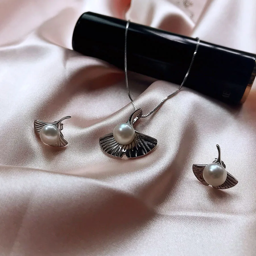 Classic Ginkgo Leaves Shape 925 Sterling Silver Jewelry Sets For Women Fashion 100% Natural Freshwater Pearl Earring Set
Classic Ginkgo Leaves Shape 925 Sterling Silver Jewelry Sets For Women Fashion 100% Natural Freshwater Pearl Earring Set
