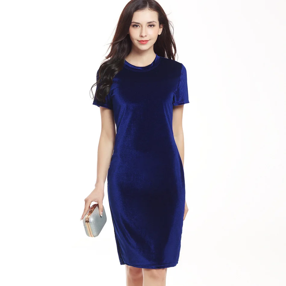 Women Velvet Sheath Dress O-Neck Short Sleeve Slim Pencil Bodycon Office Dress Work Wear Knee Length Ladies Midi Dress Vestidos
Women Velvet Sheath Dress O-Neck Short Sleeve Slim Pencil Bodycon Office Dress Work Wear Knee Length Ladies Midi Dress Vestidos