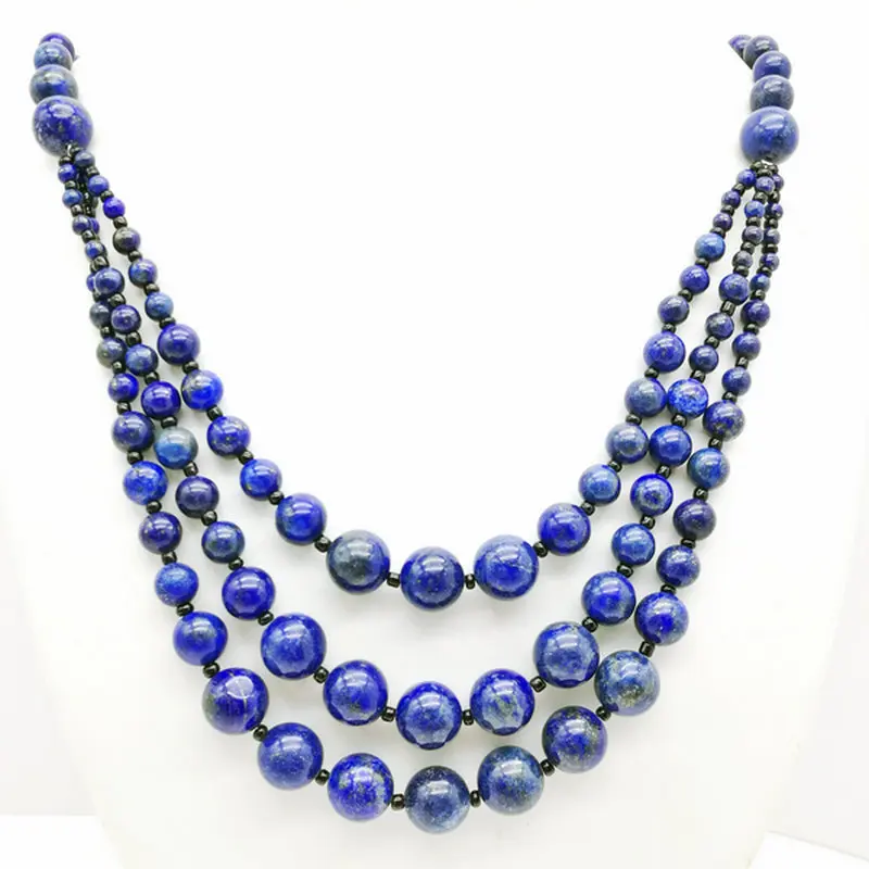 3pcs Round three-layer 4-12m lapis lazuli necklace Fashion jewelry | Украшения и аксессуары