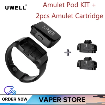 

Original Uwell Amulet Pod System Vape Kit 370mah With 2pcs 2ml 1.6ohm Cartridges world's first watch-style Electronic Cigarette
