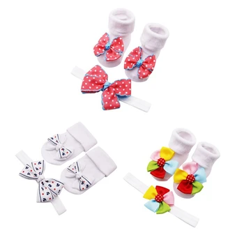 Newborn Baby 0-12M Multi-Color Socks Lovely Cute Cartoon Bowknot Design Cotton Socks With Hairband Photography Props Set
Newborn Baby 0-12M Multi-Color Socks Lovely Cute Cartoon Bowknot Design Cotton Socks With Hairband Photography Props Set