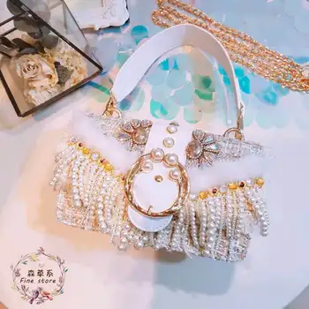 New women's bag 2019 European Baitao inclined cross tassel pearl diamond fashionable sweet handbag, free delivery
New women's bag 2019 European Baitao inclined cross tassel pearl diamond fashionable sweet handbag, free delivery