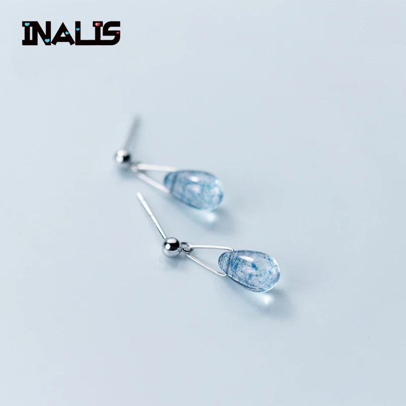 INALIS New Simple Design Fine Jewelry S925 Sterling Silver Waterdrop Blue Crystal Stone Pendant Dangle Drop Earrings for Women
INALIS New Simple Design Fine Jewelry S925 Sterling Silver Waterdrop Blue Crystal Stone Pendant Dangle Drop Earrings for Women