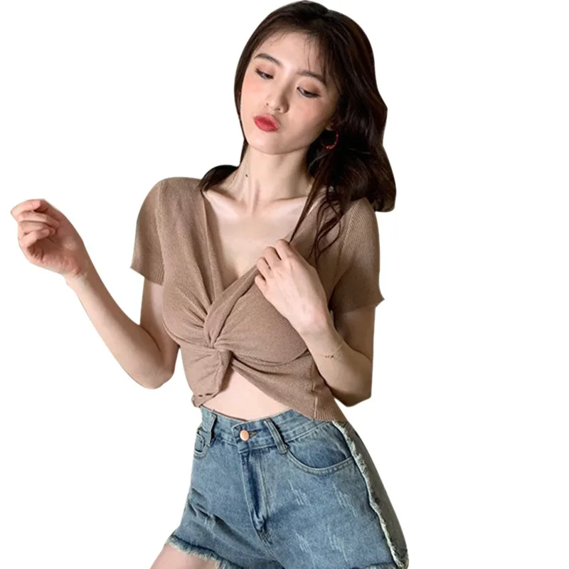 Summer Tops Sexy Deep V knitted Top Tees Short Sleeve Cross Off Shoulder Women Party Tops Tank Slim Female Camisetas
Summer Tops Sexy Deep V knitted Top Tees Short Sleeve Cross Off Shoulder Women Party Tops Tank Slim Female Camisetas