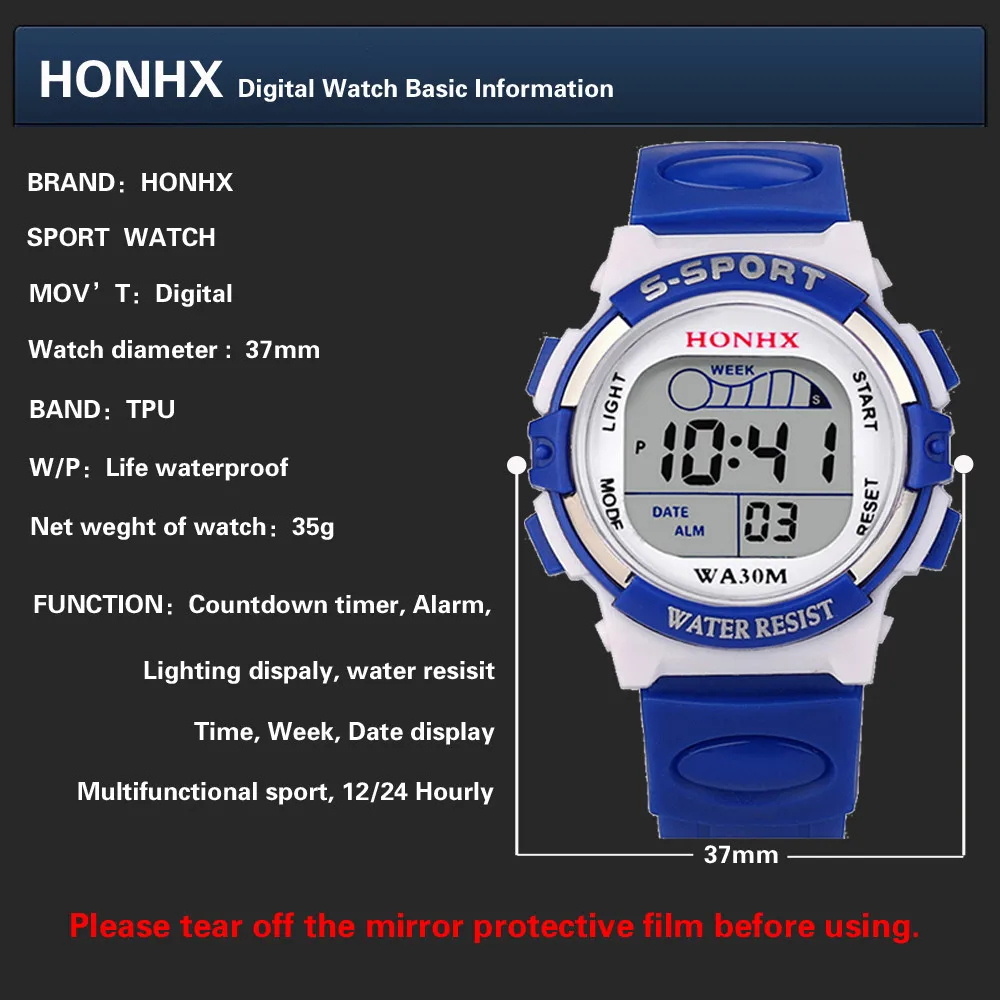 Waterproof Children Boys Digital LED Sports Watch Kids Alarm Date Watch Gift reloj mujer
Waterproof Children Boys Digital LED Sports Watch Kids Alarm Date Watch Gift reloj mujer