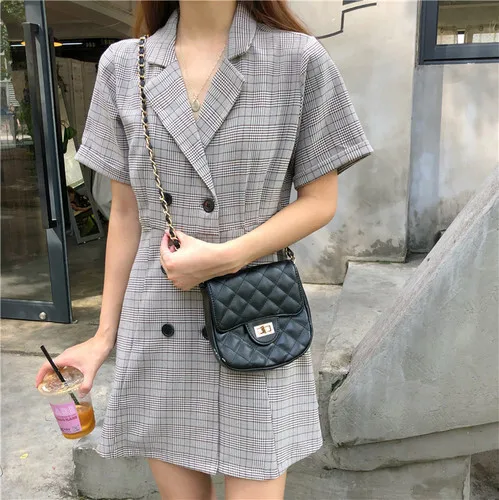 2019 New Plaid Double-row Button Dress Lapel Suit Dress British Style Short sleeve Dress Streetwear
2019 New Plaid Double-row Button Dress Lapel Suit Dress British Style Short sleeve Dress Streetwear