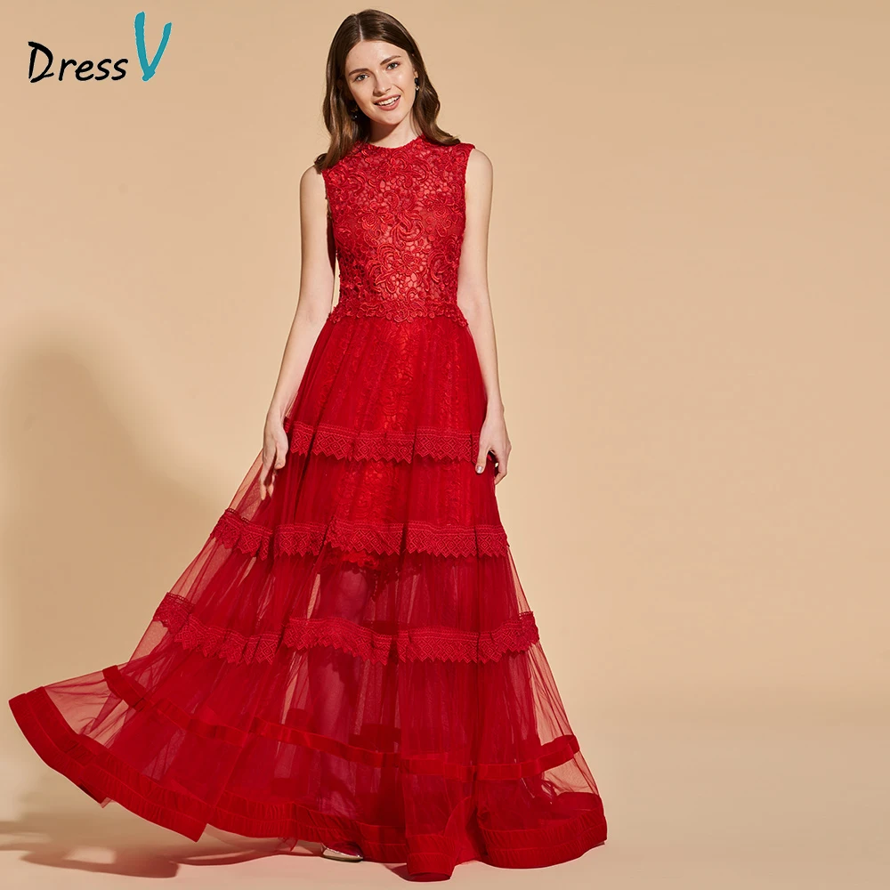 Dressv red legant long prom dress scoop neck sleeveless floor length evening party gown a line lace prom dress customize
Dressv red legant long prom dress scoop neck sleeveless floor length evening party gown a line lace prom dress customize
