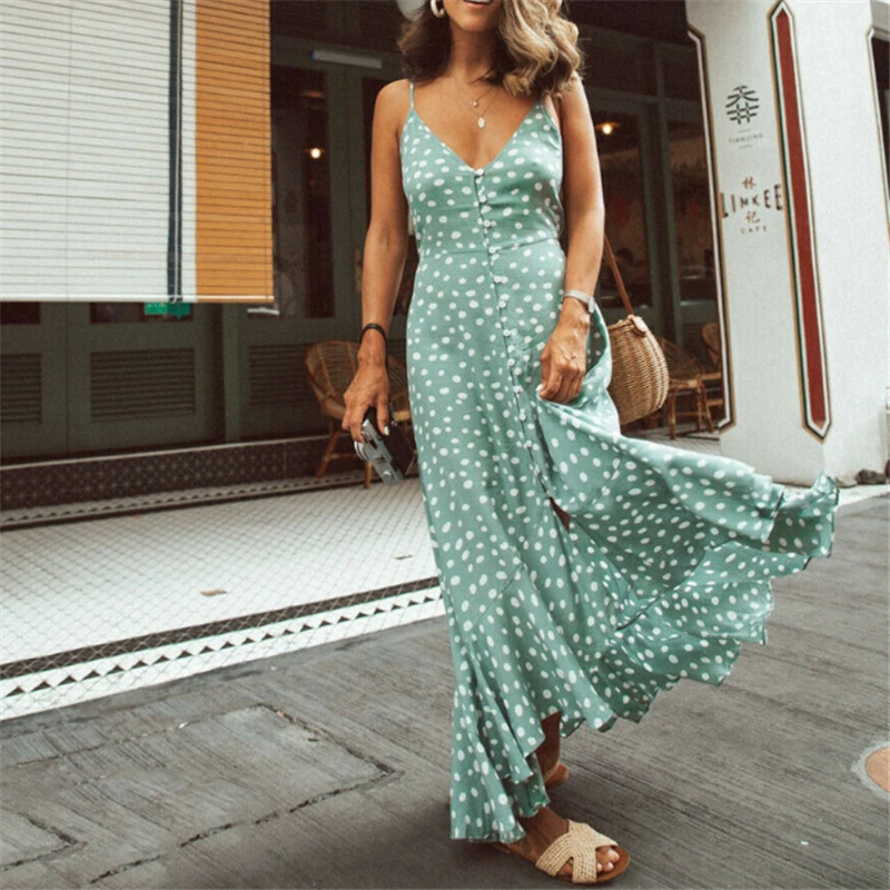 2019 Fashion Casual Womens Ladies Dresses Summer spaghetti Strap Boho Dress Casual Dot Beach Long Sundress Green Orange
2019 Fashion Casual Womens Ladies Dresses Summer spaghetti Strap Boho Dress Casual Dot Beach Long Sundress Green Orange