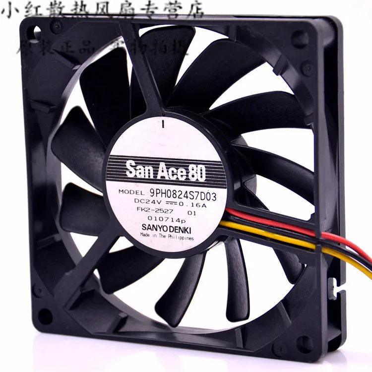 SANYO Оригинальный охлаждающий вентилятор 9PH0824S7D03 80 мм 8015 24 В 0 16 а 8 см 3-линейный |