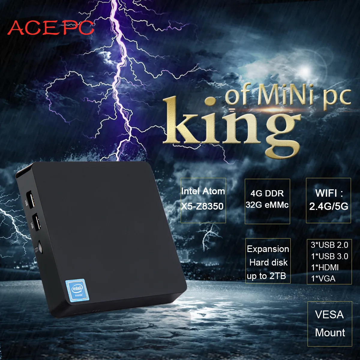 MINI PC T11 Win10 Intel Atom Z8350 up to 1.92GHz 4GB 64GB Wnidows 10 licensed HDMI&VGA output support 2.5inch HDD 5.8Ghz WIFI
MINI PC T11 Win10 Intel Atom Z8350 up to 1.92GHz 4GB 64GB Wnidows 10 licensed HDMI&VGA output support 2.5inch HDD 5.8Ghz WIFI