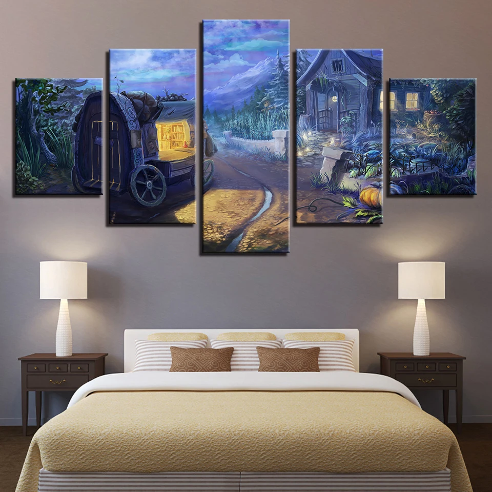 Modular Modern Prints 5 Pieces Carriage Wooden House Pumpkin Night Scene Picture Decor For Living Room Wall Art Canvas Paintings
Modular Modern Prints 5 Pieces Carriage Wooden House Pumpkin Night Scene Picture Decor For Living Room Wall Art Canvas Paintings