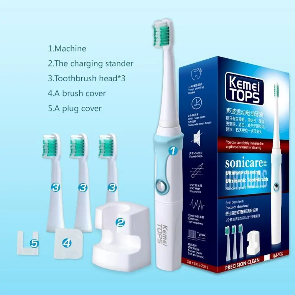 KM-907 360 Degrees Chargeable Electric Toothbrush Ultrasonic Whitening Teeth 30000/SEC Professional Teeth Protection Brush
KM-907 360 Degrees Chargeable Electric Toothbrush Ultrasonic Whitening Teeth 30000/SEC Professional Teeth Protection Brush