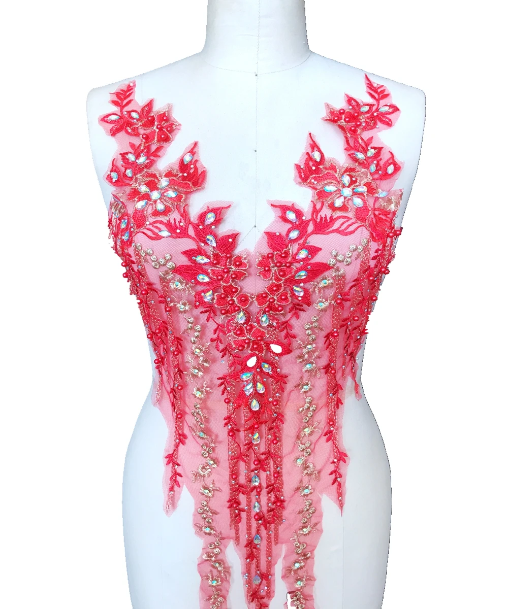 sew on beads rhinestones big red lace applique triming patches 62*30cm for evening dress DIY accessories
sew on beads rhinestones big red lace applique triming patches 62*30cm for evening dress DIY accessories