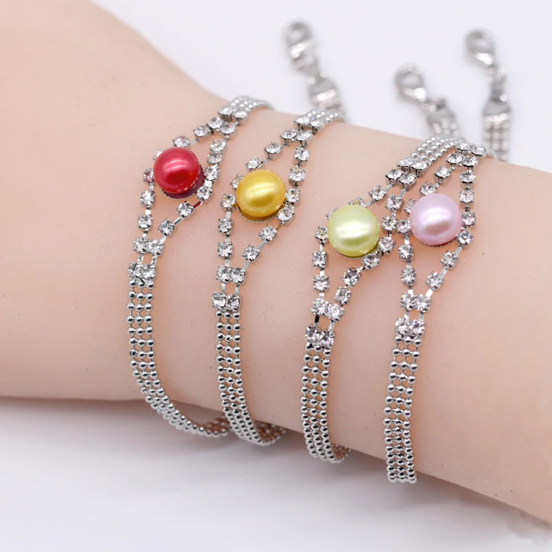 Vibrant Colored Button Pearl Fashion Bracelets Crystal Rhinestone Chains Bracelets 17 Colors Freshwater Pearl Bracelets FPB01
Vibrant Colored Button Pearl Fashion Bracelets Crystal Rhinestone Chains Bracelets 17 Colors Freshwater Pearl Bracelets FPB01