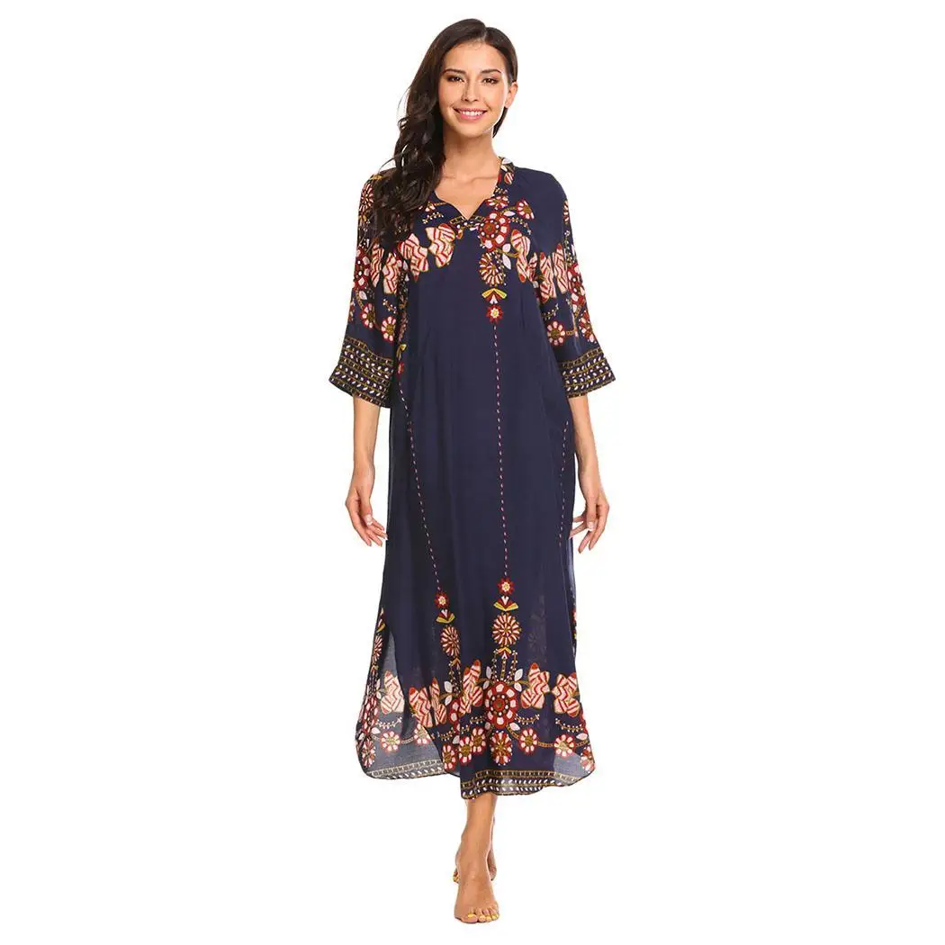 Ekouaer Long Nightgown Sleepwear Women Half Sleeve V-Neck Printed Pullover Loose Nightwear Dress Casual Home Clothes
Ekouaer Long Nightgown Sleepwear Women Half Sleeve V-Neck Printed Pullover Loose Nightwear Dress Casual Home Clothes