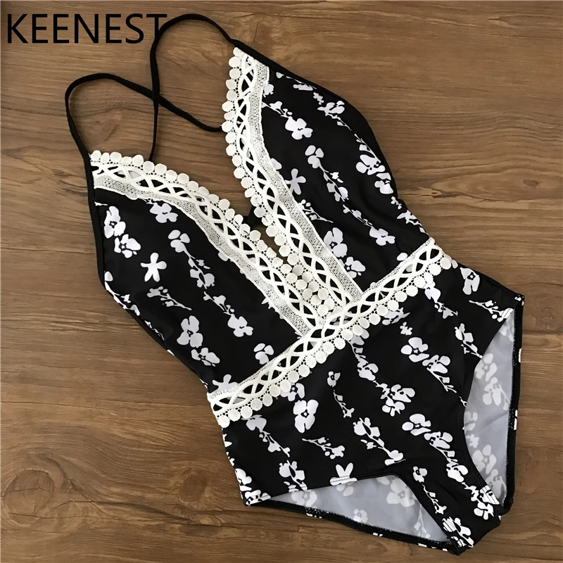 KEENEST Summer Sexy One Piece Suit Swimwear Women Deep V Hollow Black Print Bodysuit Backless Swim Monokinis
KEENEST Summer Sexy One Piece Suit Swimwear Women Deep V Hollow Black Print Bodysuit Backless Swim Monokinis