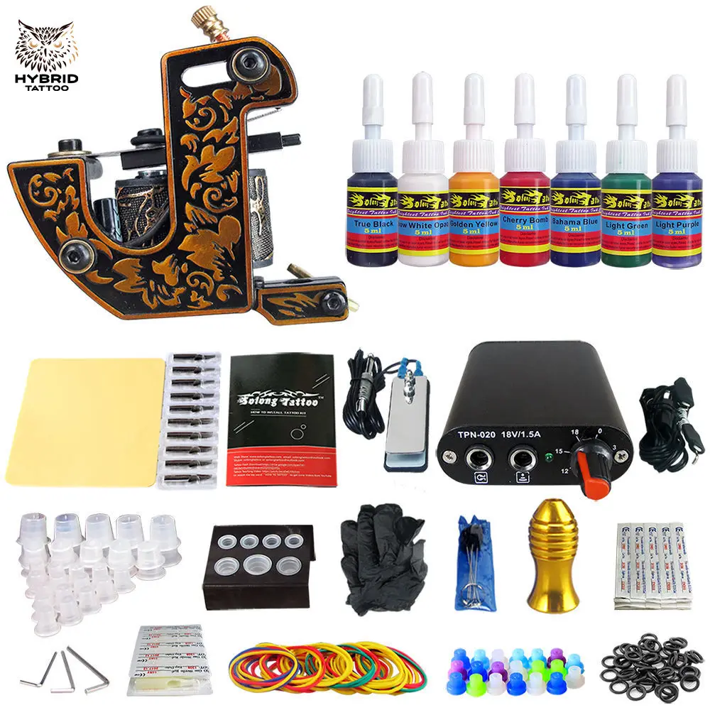 Complete Tattoo Machine Kit For Liner Shader Power Supply Foot Pedal Needles Grip Tips Tattoo Body&Art TK105-59
Complete Tattoo Machine Kit For Liner Shader Power Supply Foot Pedal Needles Grip Tips Tattoo Body&Art TK105-59