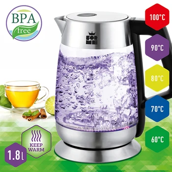ForMe Electric Glass Kettle Stainless Steel Temperature Control with LED Light, 1.8 L, 2200W, Keep Warm Function, FKG-618
ForMe Electric Glass Kettle Stainless Steel Temperature Control with LED Light, 1.8 L, 2200W, Keep Warm Function, FKG-618