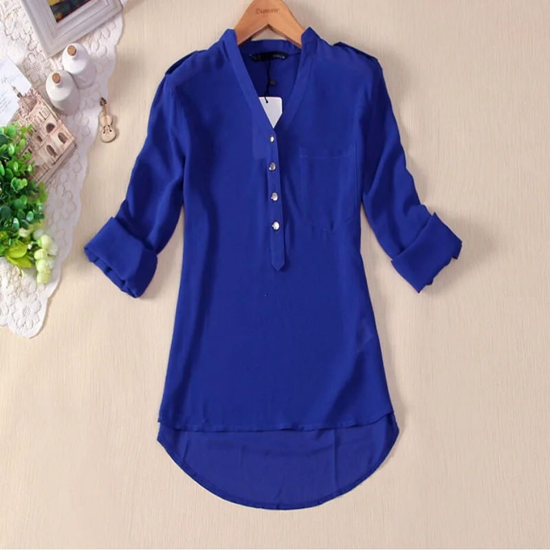 2017 Women Summer Blouse Sexy V Neck Loose Fitting Chiffon Blouse Single Pocket Shirt Female Tops Hot Sale 3 Colors
2017 Women Summer Blouse Sexy V Neck Loose Fitting Chiffon Blouse Single Pocket Shirt Female Tops Hot Sale 3 Colors