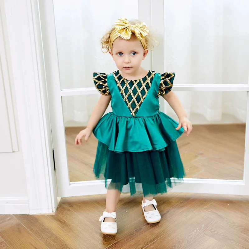2018 summer baby girl dress novelly gold sequin o-neck kids' party dress wedding flower girl dress christening green dress
2018 summer baby girl dress novelly gold sequin o-neck kids' party dress wedding flower girl dress christening green dress