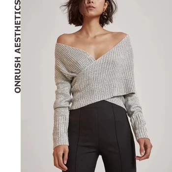OA New Fashion Women Cross Low V-neck Pure Color Sweater Casual Sexy Breathable Knitted Long Sleeve Pullover Tops
OA New Fashion Women Cross Low V-neck Pure Color Sweater Casual Sexy Breathable Knitted Long Sleeve Pullover Tops