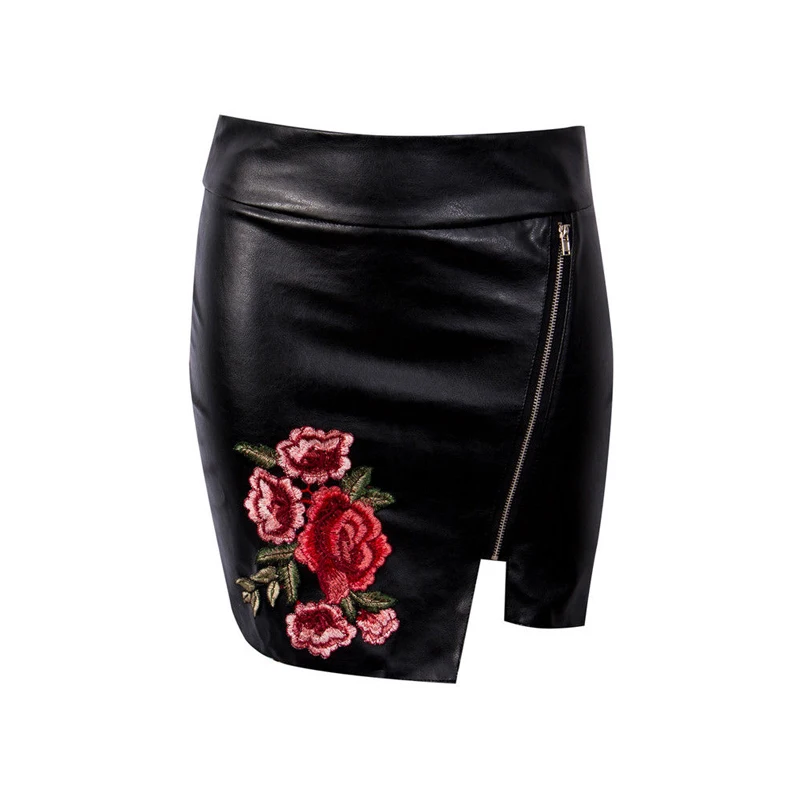 Women Fashion Sexy PU Leather Pencil Skirts High Waist Zipper Rose Embroidery Floral Black Mini Skirts Outfit Evening Party
Women Fashion Sexy PU Leather Pencil Skirts High Waist Zipper Rose Embroidery Floral Black Mini Skirts Outfit Evening Party