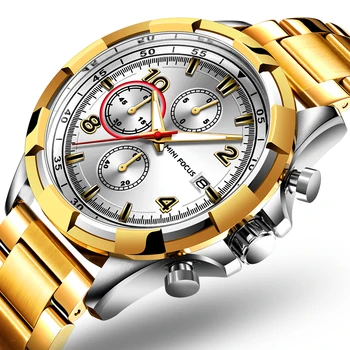 Men Watches Stainless Steel Gold Mens Watches top brand luxury Chronograph Automatic Date Sport Clock relogio masculino 2019
Men Watches Stainless Steel Gold Mens Watches top brand luxury Chronograph Automatic Date Sport Clock relogio masculino 2019