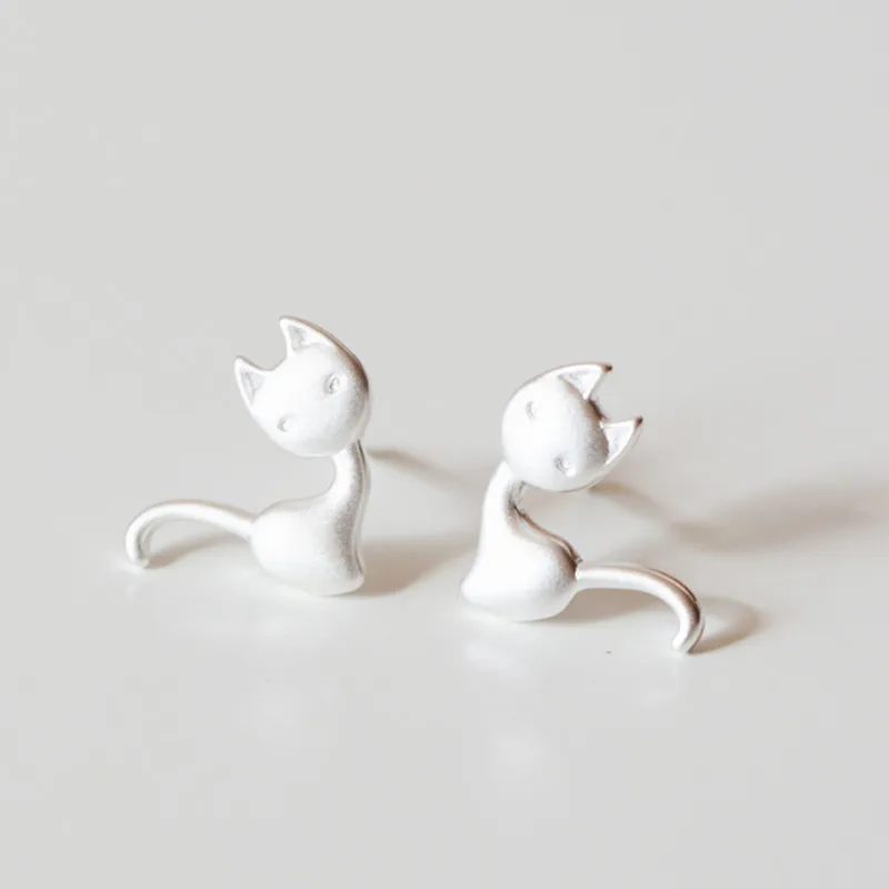 Фото Trendy Colorful Glitter White Cat Earrings for Women Cute Animal Stud Jewelry oorbellen Gift brinco feminino | Украшения и