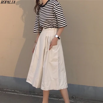 Women's Fashion Korean Style Striped Top + Loose Calf-Length Wide Leg Pants Set Short Sleeves Pullover T-shirt + Solid Pants
Women's Fashion Korean Style Striped Top + Loose Calf-Length Wide Leg Pants Set Short Sleeves Pullover T-shirt + Solid Pants