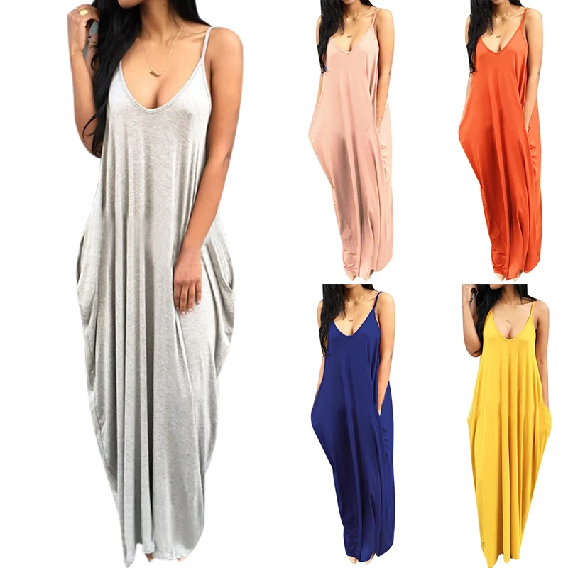 Summer Dress Women Sexy Loose Beach Sling Dresses Yellow Push Up Straps Hedging With Pocket Deep V Irregular Lady Long Vestidos
Summer Dress Women Sexy Loose Beach Sling Dresses Yellow Push Up Straps Hedging With Pocket Deep V Irregular Lady Long Vestidos