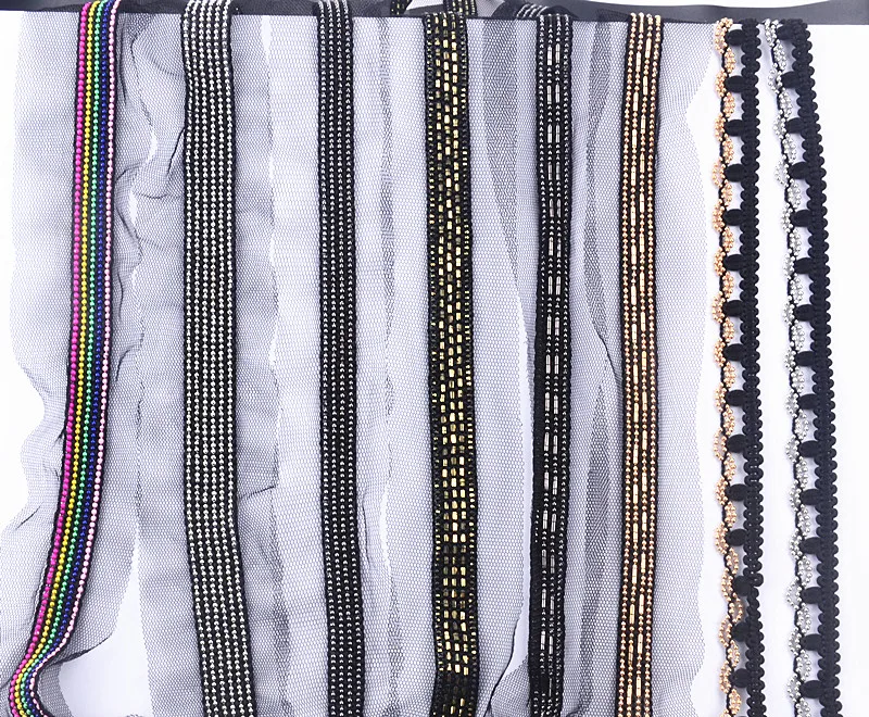 5Yards/lot Beaded Chain Black Mesh Lace Trim DIY Craft Sewing Accessories Clothing Decoration Lace Fabric Fringe Beaded Lace
5Yards/lot Beaded Chain Black Mesh Lace Trim DIY Craft Sewing Accessories Clothing Decoration Lace Fabric Fringe Beaded Lace