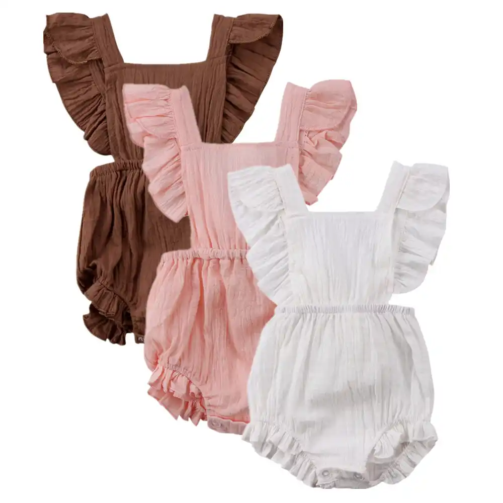 newborn baby girls infant ruffles romper jumpsuit cotton clothes