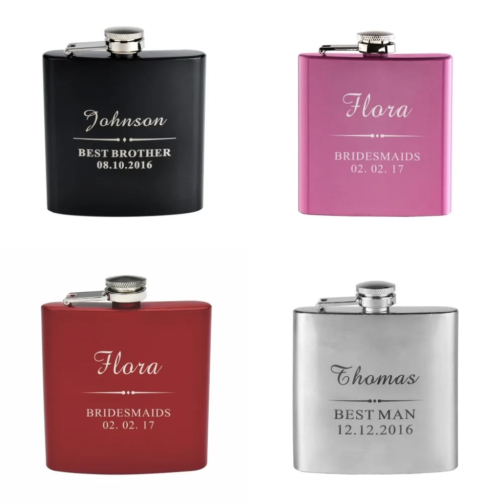 Personalized Engraved 6oz Hip Flask Stainless Steel Customize Groomsman Bridesmaid Mother Father's Day Gift Wedding Favors F04
Personalized Engraved 6oz Hip Flask Stainless Steel Customize Groomsman Bridesmaid Mother Father's Day Gift Wedding Favors F04
