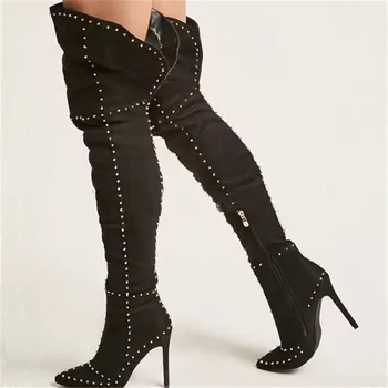 EMMAKING Suede Rivet Overknee Thigh High Boots Women Winter Pointed Toe Long Boots Sexy Lady High Heels Women Winter Shoes 2020
EMMAKING Suede Rivet Overknee Thigh High Boots Women Winter Pointed Toe Long Boots Sexy Lady High Heels Women Winter Shoes 2020