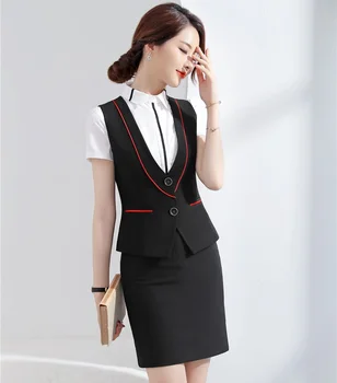 2019 Spring Summer Uniform Styles Business Blazers Suits With Skirt and Tops Ladies Office Work Wear Vest & Waistcoat Sets
2019 Spring Summer Uniform Styles Business Blazers Suits With Skirt and Tops Ladies Office Work Wear Vest & Waistcoat Sets