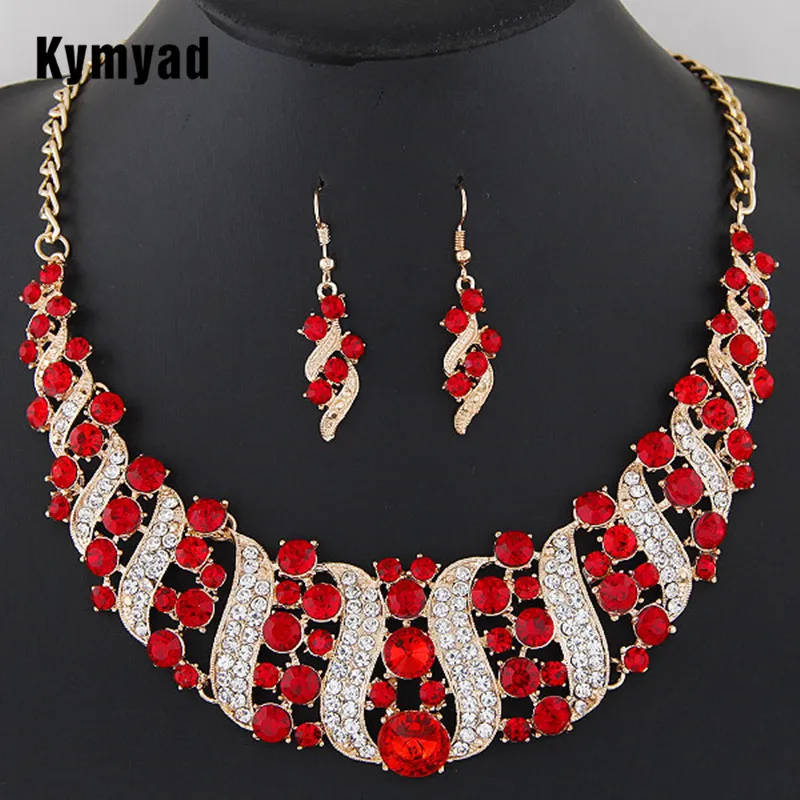 Kymyad African Beads Jewelry Set Trendy Statement Gold Color Bridal Choker Crystal Necklace Earrings Set Jewelry For Women
Kymyad African Beads Jewelry Set Trendy Statement Gold Color Bridal Choker Crystal Necklace Earrings Set Jewelry For Women