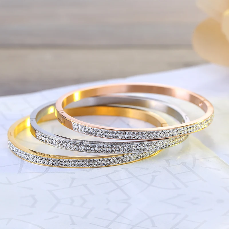 Somsoar Jewelry Double Clear Crystal Stainless Steel Bracelet Bangle for Christmas Gift as Women Gift 10pcs/lot
Somsoar Jewelry Double Clear Crystal Stainless Steel Bracelet Bangle for Christmas Gift as Women Gift 10pcs/lot