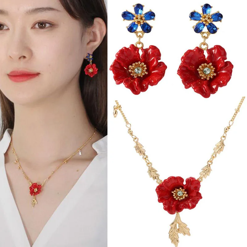 CSxjd 2019 New Luxury Enamel Glaze Spring and summer golden wilderness Red poppy flower Earring ear clip
CSxjd 2019 New Luxury Enamel Glaze Spring and summer golden wilderness Red poppy flower Earring ear clip