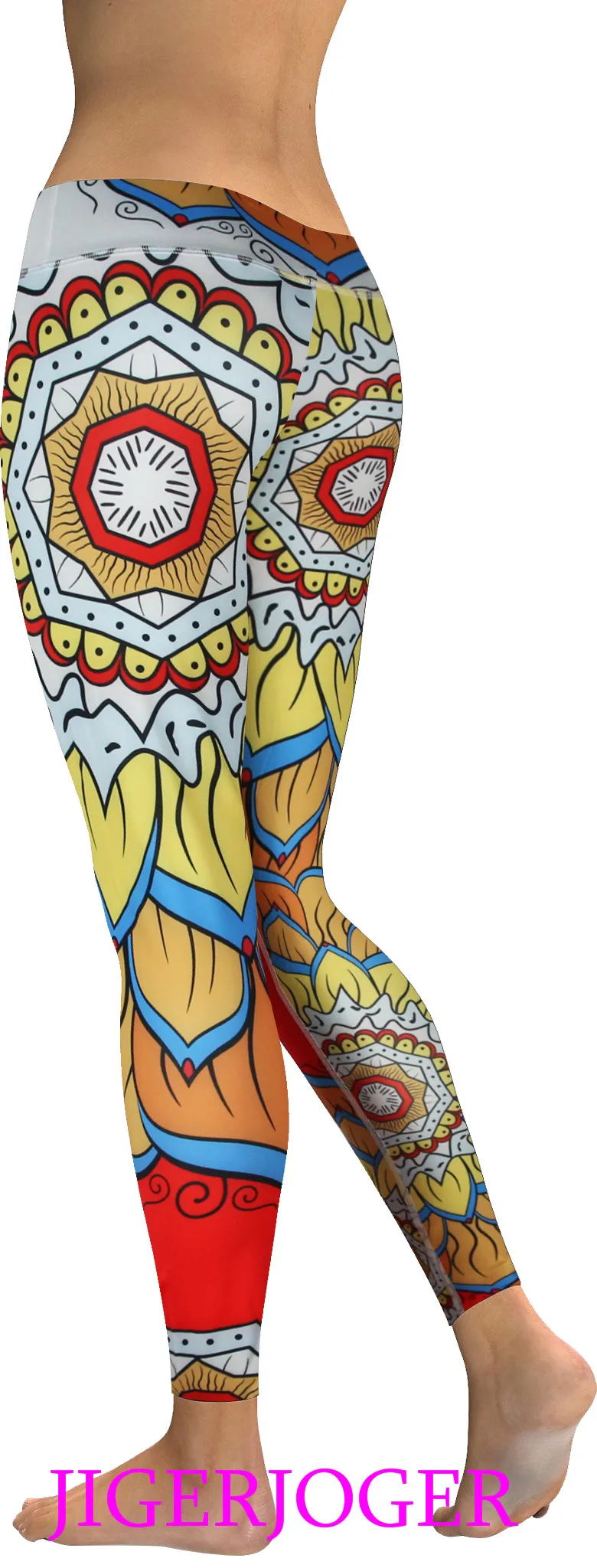 High waist yellow lotus flower legging (2)