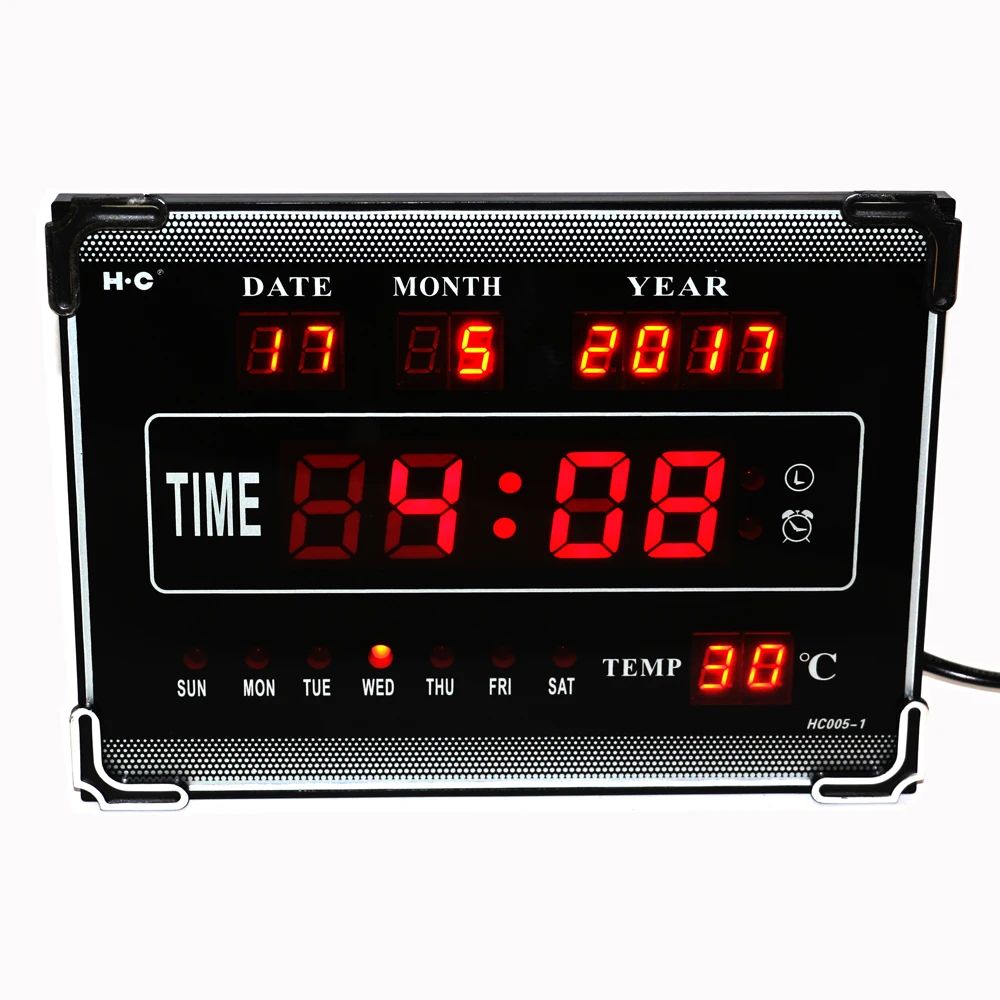 Temperature Desktop Electric Alarm Clock Home Decoration Red Hourly Chime LED Digital Wall Clock with Calendar Week Date
Temperature Desktop Electric Alarm Clock Home Decoration Red Hourly Chime LED Digital Wall Clock with Calendar Week Date
