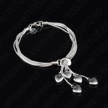 Charming lovely 925 Sterling Silver Woman Bracelets Jewelry With Heart Shape Components Pendant For Wedding Proposal Party
Charming lovely 925 Sterling Silver Woman Bracelets Jewelry With Heart Shape Components Pendant For Wedding Proposal Party
