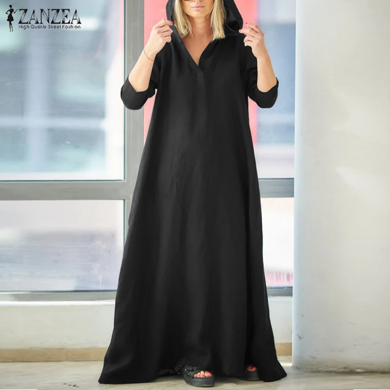 ZANZEA Women Hoodies Long Sleeve Maxi Dress Casual Vintage Cotton Linen Long Vestido Loose Solid Sundress Party Beach Robe Femme
ZANZEA Women Hoodies Long Sleeve Maxi Dress Casual Vintage Cotton Linen Long Vestido Loose Solid Sundress Party Beach Robe Femme