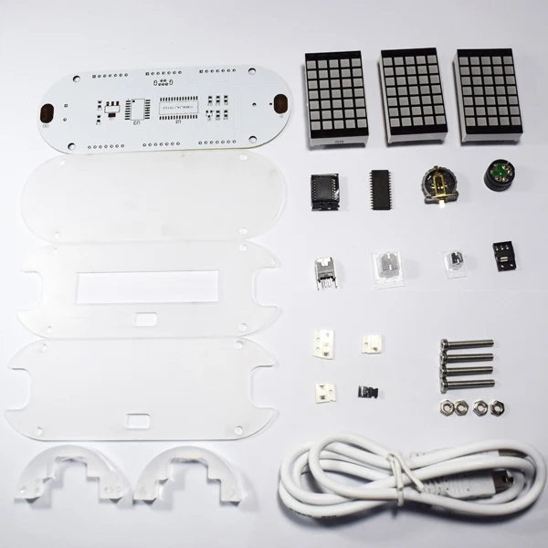 DIY DS3231 Touch Key Precision High-Brightness LED Dot Matrix Display Desktop Alarm Clock Kit
DIY DS3231 Touch Key Precision High-Brightness LED Dot Matrix Display Desktop Alarm Clock Kit