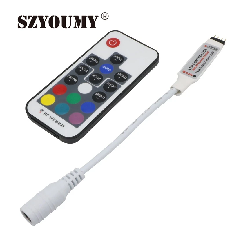 SZYOUMY DC RGB Mini Led Controller 17 Keys RF Wireless Common Anode 3 Channel 6A To Control Led Strip SMD 5050 Lighting
SZYOUMY DC RGB Mini Led Controller 17 Keys RF Wireless Common Anode 3 Channel 6A To Control Led Strip SMD 5050 Lighting