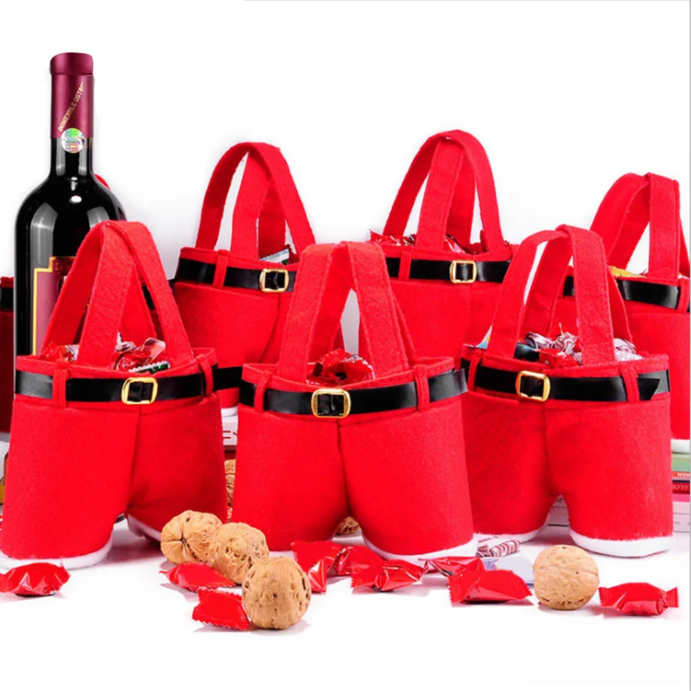 Merry Christmas Gift Candy Wine Bottle Bag Santa Claus Suspender Pants Trousers Decor Christmas Gift Bags
Merry Christmas Gift Candy Wine Bottle Bag Santa Claus Suspender Pants Trousers Decor Christmas Gift Bags